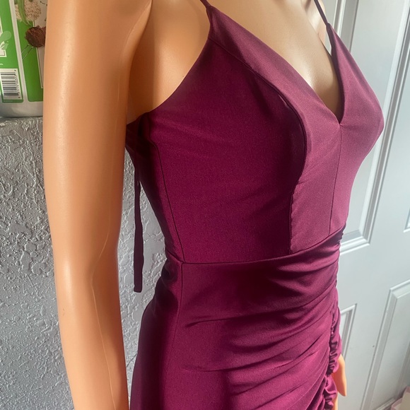 Honey and Rosie Red Ruched Maxi Gown - Picture 9 of 12